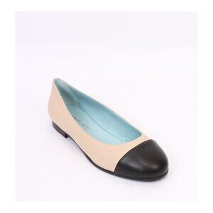 Maison Raro 5535 Beige / Black Leather Round Toe Flats Shoes